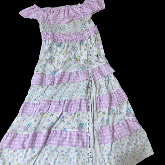 Miss Selfridge Pink Floral Ruffle Off-Shoulder Maxi Dress - Picture 3 of 8